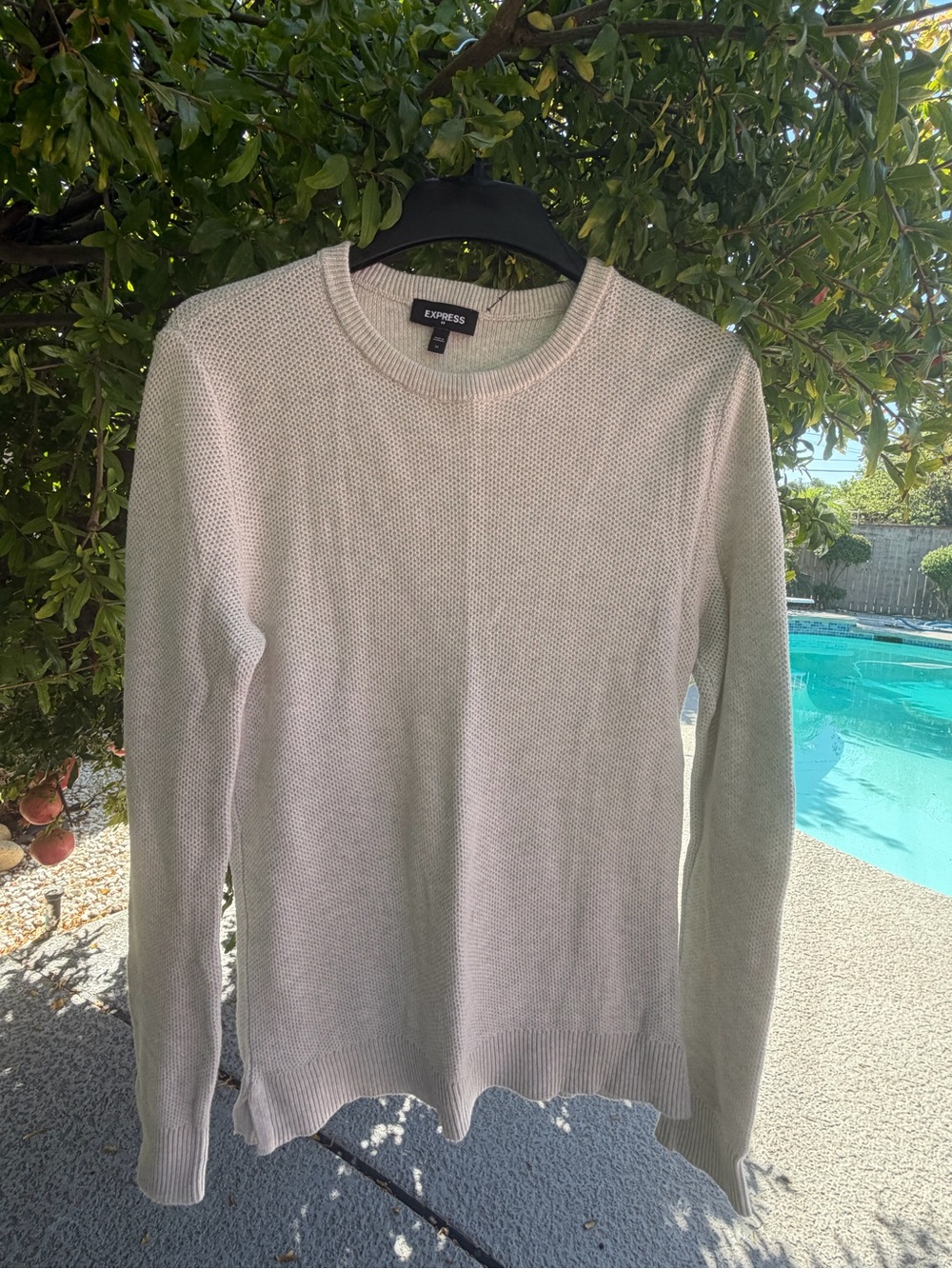 Express men’s Cream Crewneck Sweater gently used size M